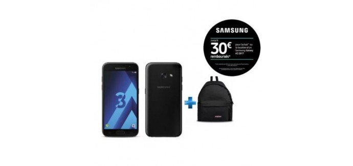 Rue du Commerce: Pack Smartphone Samsung Galaxy A3 + Sac À Dos Eastpack à 169€ (dont 30€ via ODR)