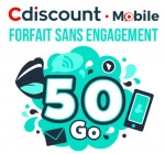 Cdiscount Mobile: Forfait mobile illimité (Appels, SMS et MMS) + 50Go d'internet à 10,99€/mois à vie
