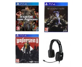 Rakuten: Pack PS4 : Wolfenstein 2 + L'Ombre de la Guerre + Dead Rising 4 + Casque-Micro Gaming à 49,99€