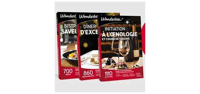 Auchan:  7 coffrets Wonderbox Bistrot et 7 coffrets Wonderbox Cours Œnologie à gagner