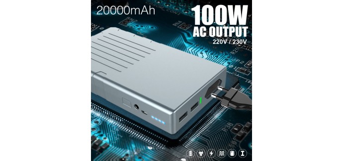 Amazon: Powerbank 20000mAh 220V / 230V AC 100W pour MacBook à 168,98€ au lieu de 199,98€