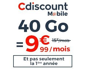 Cdiscount: Forfait Cdiscount Mobile avec Appels, SMS & MMS illimités + 40Go de données à 9,99€/mois à vie
