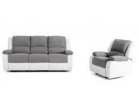 Cdiscount: Canapé de relaxation 3 places + fauteuil en simili blanc et tissu gris à 599,99€