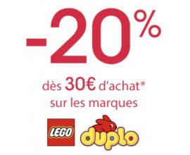 Oxybul éveil et jeux: 20% de remise dès 30€ d'achat sur les marques LEGO et Duplo