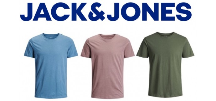 JACK & JONES: 3 t-shirts basiques en coton bio pour 30€ (20 coloris au choix)