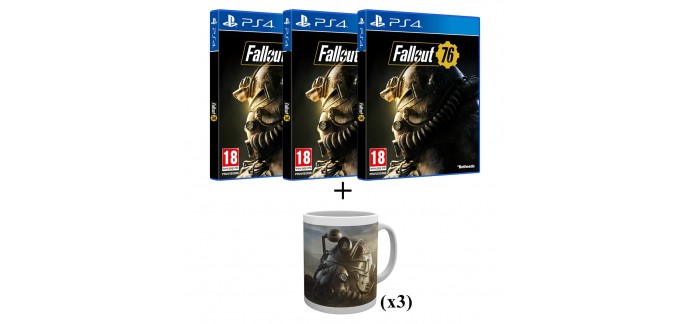 Auchan: 3 Jeux PS4 Fallout 76 + 3 Mugs offert au prix de 120€ au lieu de 179,94€ 