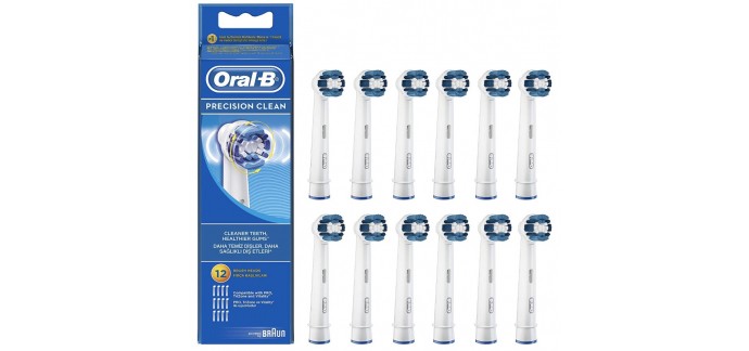 Amazon: 12 brossettes de rechange pour brosse à dents électrique Oral-B Precision Clean à 26,49€