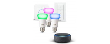 Amazon: Kit de démarrage Philips Hue White and Color Ambiance + Echo Dot (3ème génération) à 154,99€