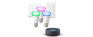 Amazon: Kit de démarrage Philips Hue White and Color Ambiance + Echo Dot (3ème génération) à 154,99€