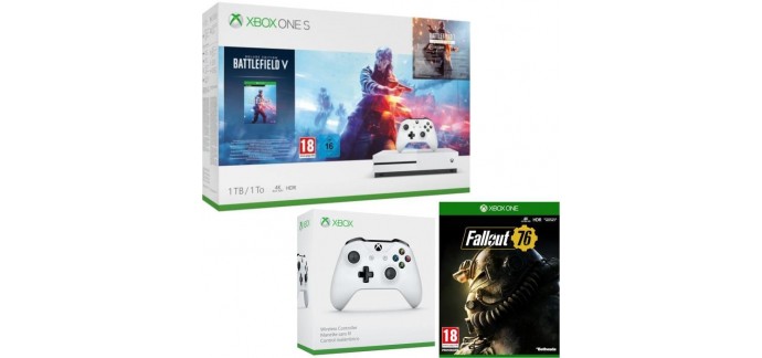 Cdiscount: Xbox One S 1To + 2 manettes + 2 jeux :  Battlefield V (à télécharger) + Fallout 76  à 249,99€ 