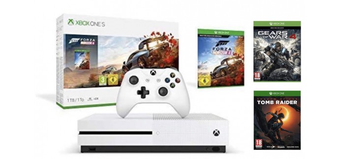 Amazon: Xbox One S 1 To - Forza Horizon 4 + Tomb Raider + Gears of War 4 à 234,99€