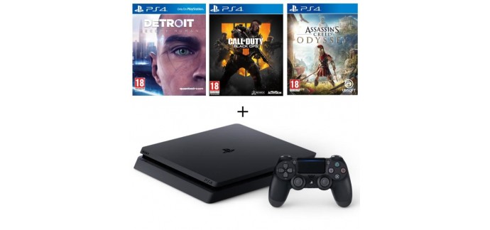 Cdiscount: Console PS4 500Go + Detroit Become Human + COD Black Ops 4 + Assassin's Creed Odyssey à 289,99€