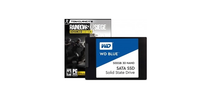Amazon: SSD Interne 2.5" - Western Digital Blue 500Go + Jeu PC Rainbow Six Siège à 73,51€ 