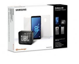 Boulanger: Pack Smartphone Samsung A8 + Coque + Verre trempé + Enceinte JBL Go 2 à 249€ (dont 70 via ODR)