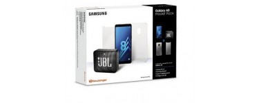 Boulanger: Pack Smartphone Samsung A8 + Coque + Verre trempé + Enceinte JBL Go 2 à 249€ (dont 70 via ODR)