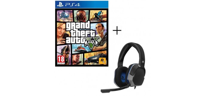 Cdiscount: Jeu PS4 GTA V + Casque Afterglow Level 3 à 39,98€ 