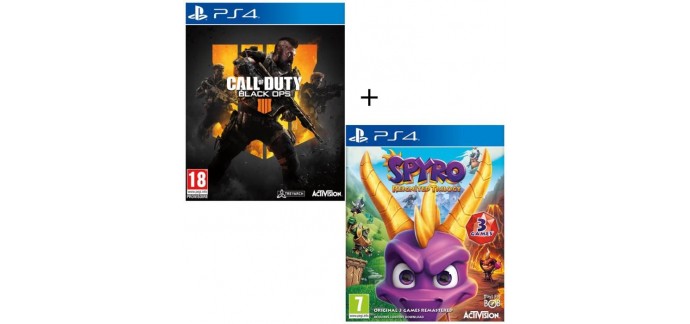 Cdiscount: Pack 2 jeux PS4 : Call of Duty Black OPS 4 + Spyro Reignited Trilogy à 60,99€ 