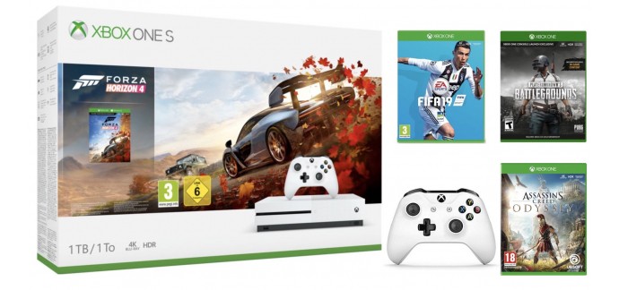 Boulanger: Console Xbox One S 1To + 2ème manette + 4 jeux à 299€