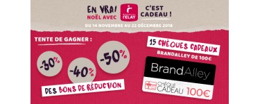 Mondial Relay: Des bons de réduction jusqu'à -50% et 15 chèques cadeau "Brandalley" de 100€ à gagner