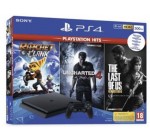 Fnac: Pack PS4 Slim 500 Go Noir + 3 jeux (The Last of Us + Ratchet & Clank et Uncharted 4) à 239€
