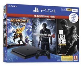 Fnac: Pack PS4 Slim 500 Go Noir + 3 jeux (The Last of Us + Ratchet & Clank et Uncharted 4) à 239€