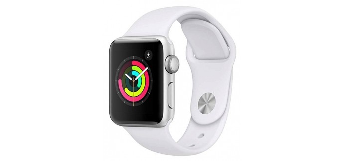 Amazon: Apple Watch Series 3 en Aluminium Argent de 38 mm avec Bracelet Sport Blanc à 199,99€