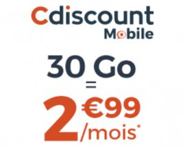 Cdiscount Mobile: Forfait Mobile illimité + 30 Go à 2,99€/mois pendant 6 mois et sans engagement