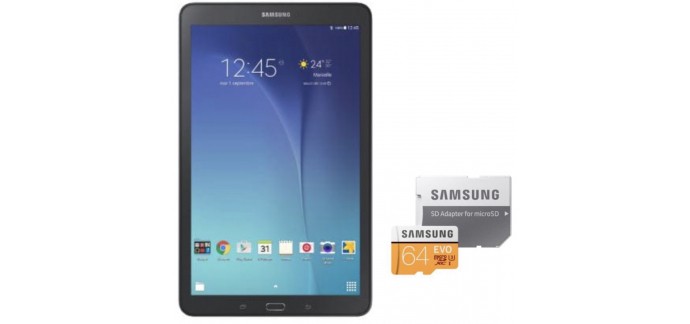 Auchan: Tablette SAMSUNG Tab E + Carte mémoire Micro SD EVO 64 Go + adaptateur SD à 149€