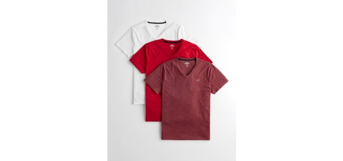 Hollister: Lot de 3 t-shirt col en V à 21,99€ au lieu de 35€