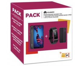 Fnac: Pack Smartphone Huawei P20 Double SIM 128 Go Noir + Montre connectée Band 3 + Folio en soldes à 399€