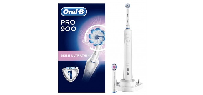 Amazon: Brosse à dents électrique avec minuteur Oral-B Pro 900 Sensi Ultrathin & brossettes 3dwhite à 29,90€