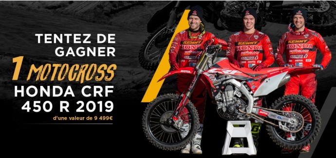 Motoblouz: Une Moto Honda "CRF 450 R 2019" + 1 kit déco MotoCross Replica Team "SR Honda 2018-2019" à gagner