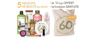 Yves Rocher: 5 produits de beauté au choix + 1 totebag offert + livraison gratuite pour 19,90€
