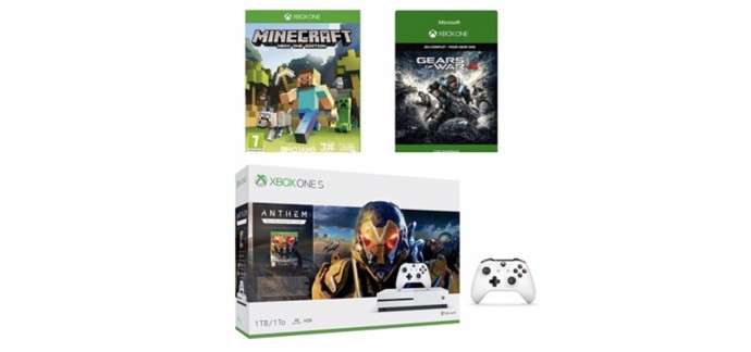 Veepee: Xbox One S 1 To + Anthem (ou Forza Horizon 4), Minecraft et Gear of War 4) + 2e manette à 239,99€