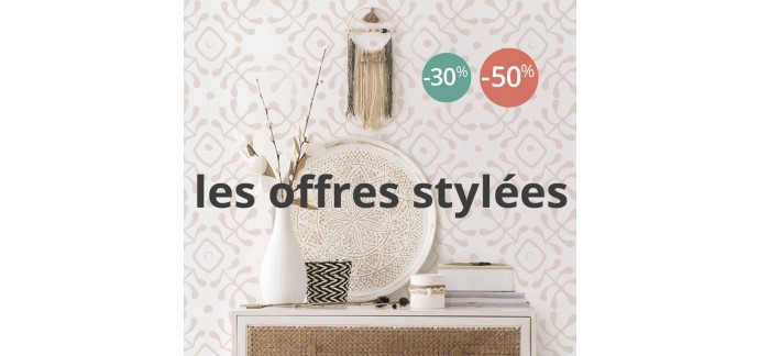 Maisons du Monde: Les offres stylées : sélection de meubles et de déco à -30% et -50%