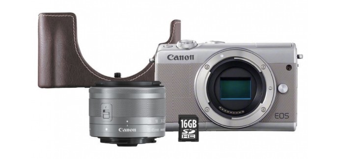 Boulanger: Appareil photo Hybride Canon EOS M100 Gris + 15-45mm + Etui + carte SD 16Go à 399€
