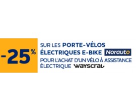 Norauto: 25% de réduction sur les porte-vélos électriques pour l'achat d'un vélo à assistance électrique