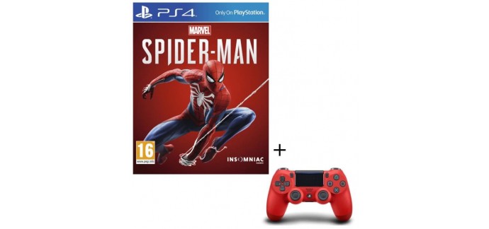 Cdiscount: Pack Marvel's Spider-Man + Manette PS4 DualShock 4 Rouge V2 à 69,99€ au lieu de 89,99€