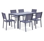 Cdiscount: Ensemble repas de jardin - table 160 cm plateau verre + 6 chaises aluminium gris à 249,99€