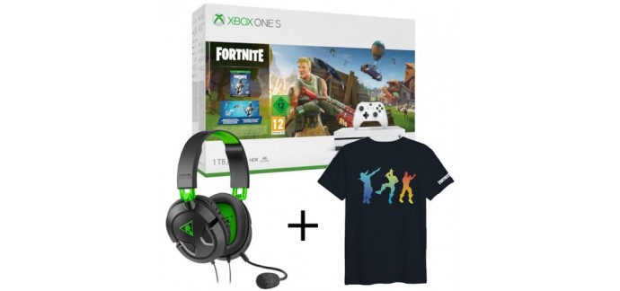 Auchan: Console Xbox One S 1 To Fortnite Blanche + 1 casque et 1 t-shirt à 275€ au lieu de 358.98€