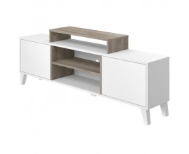 Cdiscount: Meuble TV Detroit contemporain 160 cm mélaminé blanc mat et décor chêne à 99,99€ au lieu de 156,75€