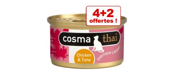 Zooplus: 4 boites de nourriture pour chat Cosma Thai en gelée achetées = 2 boîtes offertes