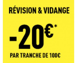 Feu Vert: 20€ de réduction par tranche de 100€ d'achats sur la révision et la vidange