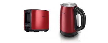 eBay: PHILIPS Set Petit déjeuner Bouilloire 1,7L et Grille-pain 2 fentes métal rouge à 49.90€