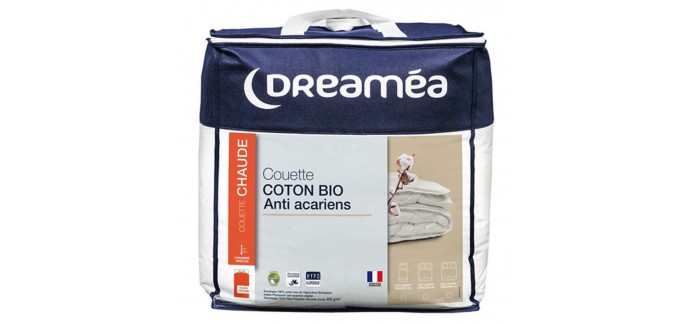 BUT: DREAMEA Couette 240 x 260 cm coton bio &agrave; 97.99&euro; au lieu de 139.99&euro;