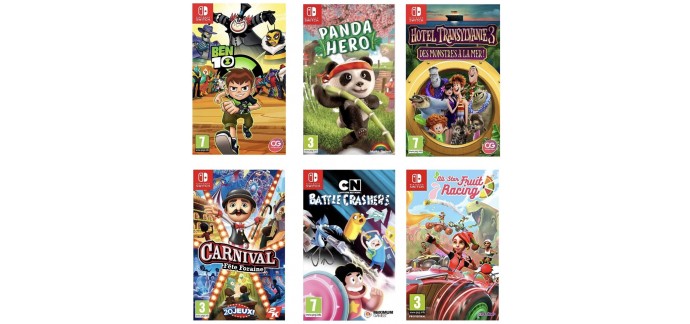Rakuten: Pack de 6 jeux pour les petits sur Nintendo Switch à 69,99€ + 10,50 € offerts en bon d'achat