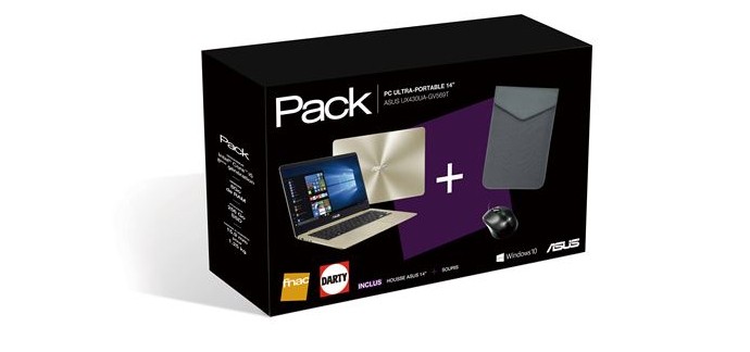 Fnac: Pack Fnac PC Ultra-Portable Asus ZenBook UX430UA-GV569T 14" + Housse + Souris à 719.99€