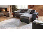 Conforama: Canapé d'angle convertible 4 places EDGAR coloris gris/noir en tissu/PU à 499€ au lieu de 987.50€