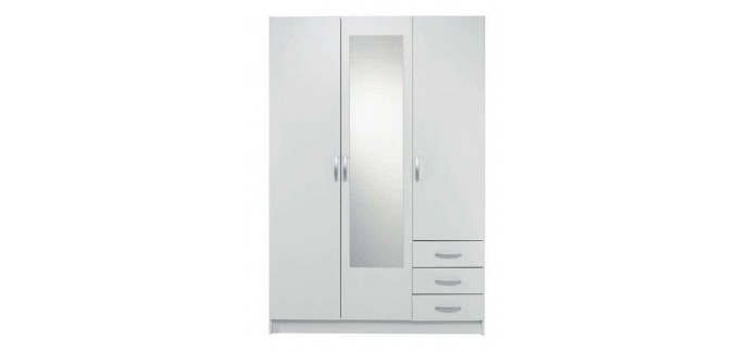 Conforama: Armoire 3 portes + 3 tiroirs SPOT coloris Blanc à 113.03€ au lieu de 139.99€