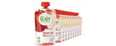 Amazon: Pack de 10 gourdes de purée de fruit pomme gala Good Goût - BIO (120g) dès 4 mois à 6,66€
